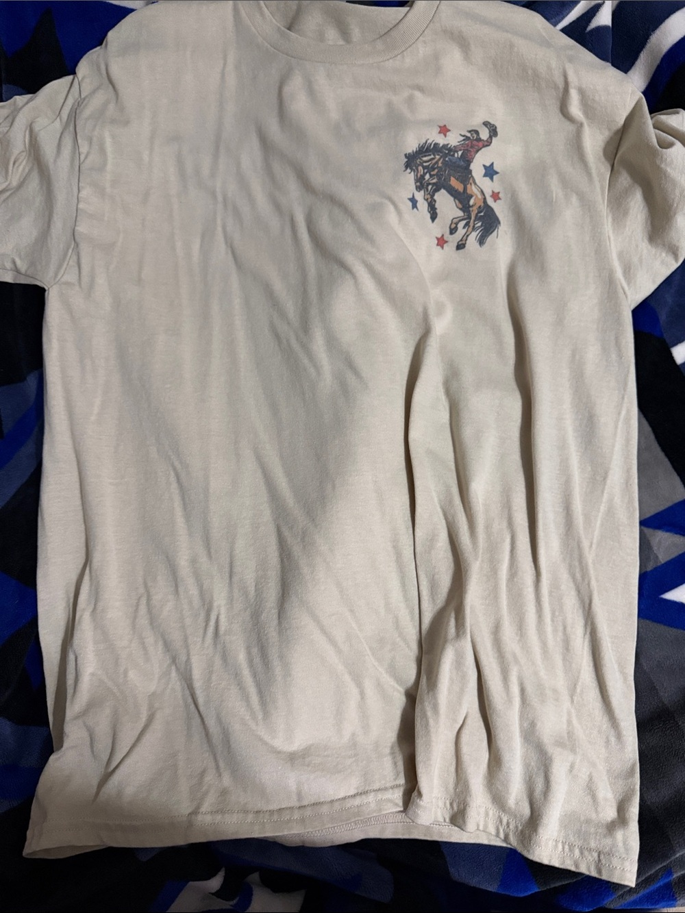 Gildan Cream Short-Sleeve Tee with Rodeo Horse Graphic